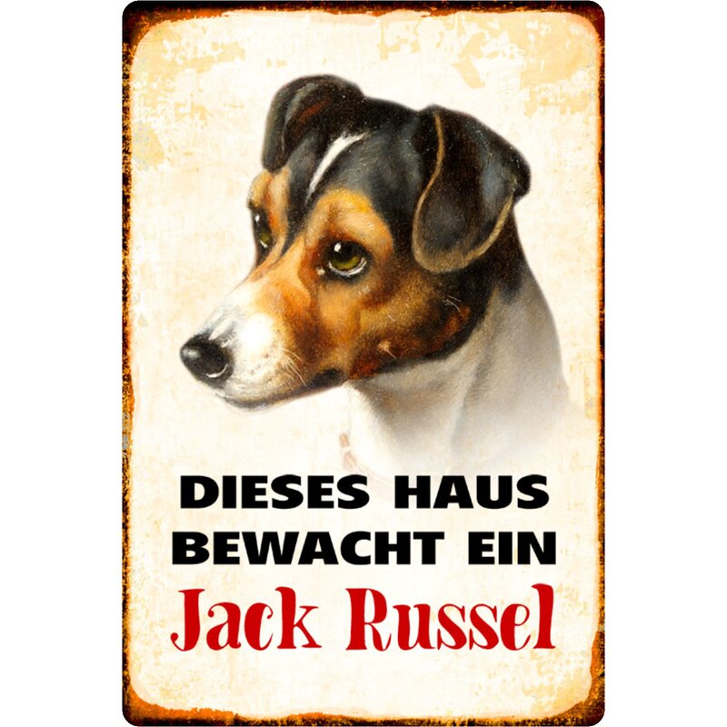 Schild Spruch "Dieses Haus bewacht ein Jack Russel" Hund 20 x 30 cm,