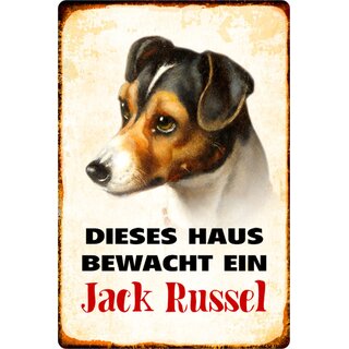 Schild Spruch "Dieses Haus bewacht ein Jack Russel" Hund 20 x 30 cm 