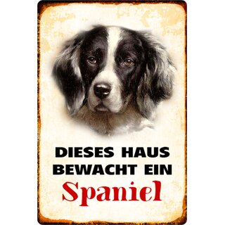 Schild Spruch "Dieses Haus bewacht ein Spaniel" Hund 20 x 30 cm