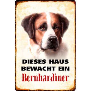 Schild Spruch "Dieses Haus bewacht ein Bernhardiner" Hund 20 x 30 cm