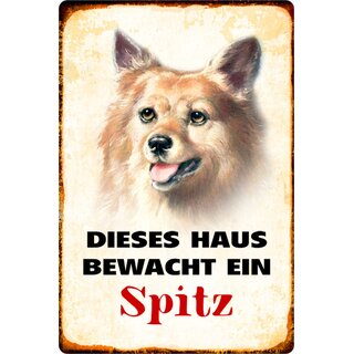 Schild Spruch "Dieses Haus bewacht ein Spitz" Hund 20 x 30 cm