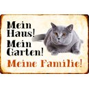 Schild Spruch Mein Haus, Garten, Familie Kater Katze 20 x...