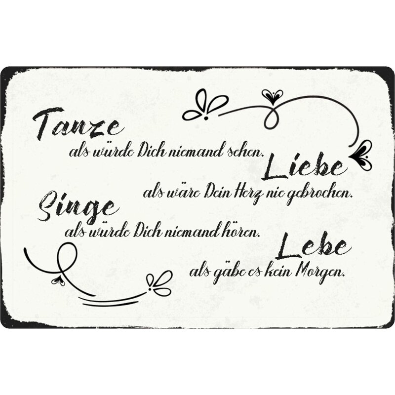Schild Spruch "Tanze Liebe Singe Lebe als gäbe kein 20 x 30 c