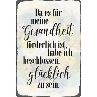 Schild Spruch "Gesundheit förderlich, beschlossen glücklich sein" 20 x 30 cm 