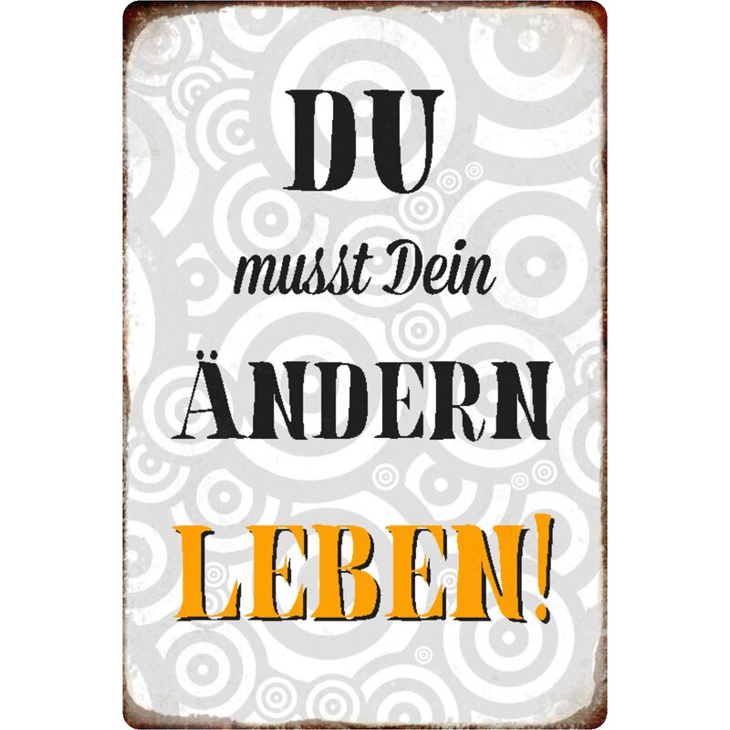 Schild Spruch "Du musst dein Ändern leben" 20 x 30 cm, 9,49