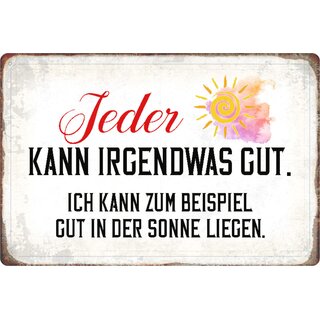 Schild Spruch "Jeder kann irgendwas gut, kann in Sonne liegen" 20 x 30 cm
