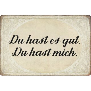 Schild Spruch "Du hast es gut, du hast mich" vintage 20 x 30 cm