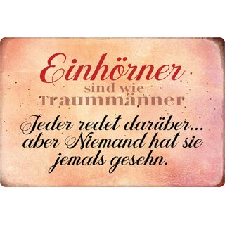 Schild Spruch "Einhörner wie Traummänner, niemand je gesehn" 20 x 30 cm