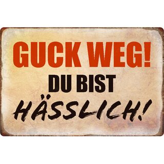 Schild Spruch "Guck weg, du bist hässlich" 20 x 30 cm