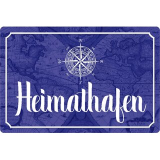 Schild Spruch "Heimathafen" Marine blau 20 x 30 cm