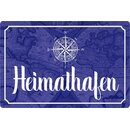 Schild Spruch "Heimathafen" Marine blau 20 x 30 cm