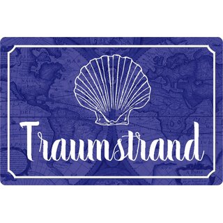 Schild Spruch "Traumstrand" Marine blau 20 x 30 cm 