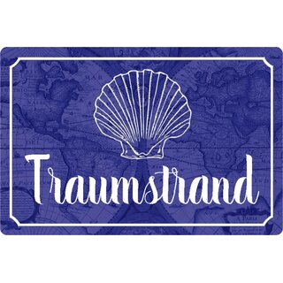 Schild Spruch "Traumstrand" Marine blau 20 x 30 cm