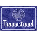 Schild Spruch "Traumstrand" Marine blau 20 x 30 cm