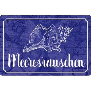 Schild Spruch "Meeresrauschen" Marine blau Muschel 20 x 30 cm 