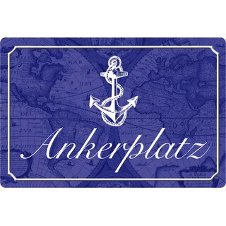 Schild Spruch "Ankerplatz" Marine blau Anker 20 x 30 cm 