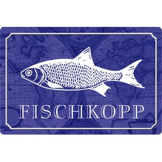 Schild Spruch "Fischkopp" Marine blau Fisch 20 x 30 cm 