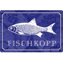 Schild Spruch "Fischkopp" Marine blau Fisch 20...