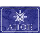 Schild Spruch "Ahoi" Marine blau Steuerrad 20 x...