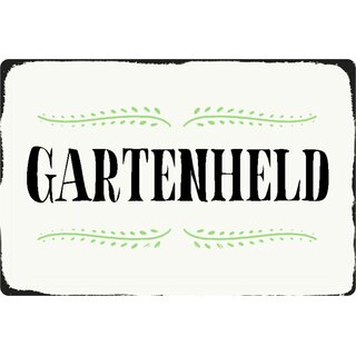 Schild Spruch "Gartenheld" weiß 20 x 30 cm 