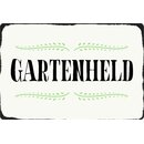 Schild Spruch "Gartenheld" weiß 20 x 30 cm