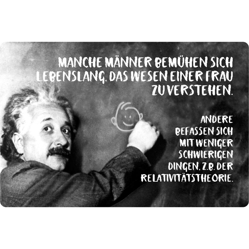Schild Spruch "Männer Frau verstehen, Relativitätstheorie" Einstein 2