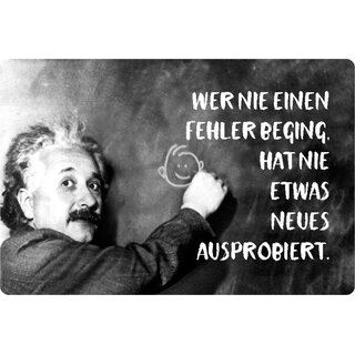 Schild Spruch "nie Fehler beging, nie neues ausprobiert" Einstein 20 x 30 cm