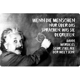 Schild Spruch "Menschen sprächen, was begreifen, sehr still" Einstein 20 x 30 cm 