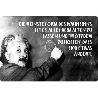 Schild Spruch "reinste Form Wahnsinn, Alten hoffen ändert" Einstein 20 x 30 cm 