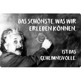 Schild Spruch "schönste was erleben, ist Geheimnisvolle" Einstein 20 x 30 cm 