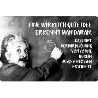 Schild Spruch "gute Idee, Verwirklichung ausgeschlossen" Einstein 20 x 30 cm 