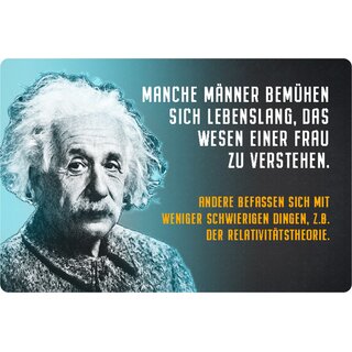 Schild Spruch "Männer verstehen, Relativitätstheorie" Einstein blau 20 x 30 cm 