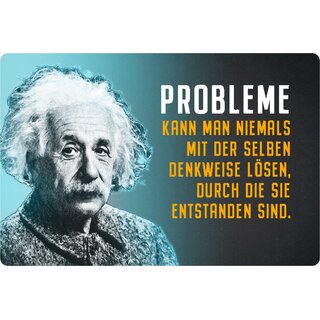 Schild Spruch "Probleme nie lösen, durch entstanden" Einstein blau 20 x 30 cm 