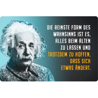 Schild Spruch "reinste Form Wahnsinn, Alten ändert" Einstein blau 20 x 30 cm