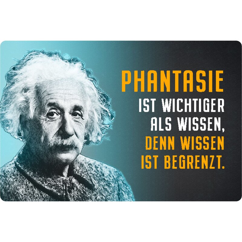Plaque Murale Métal Einstein Citation - 20x30 Cm - Acier Allemand (déco Phantasie Begrenzt)