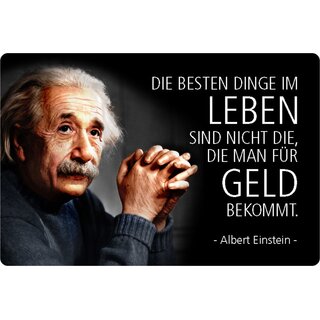 Schild Spruch "besten Dinge Leben, nicht Geld bekommt" Einstein 20 x 30 cm 