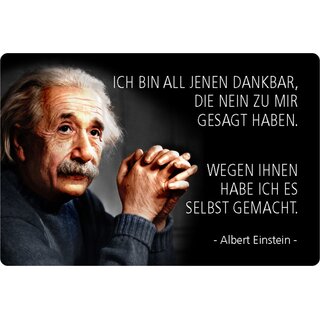 Schild Spruch "dankbar, nein zu mir gesagt, selbst gemacht" Einstein 20 x 30 cm 