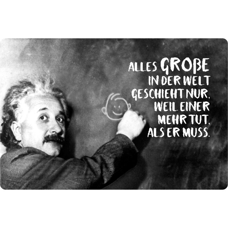 Blechschild OVP Albert Einstein Neu alles Große in der Welt... 27 x 10 cm