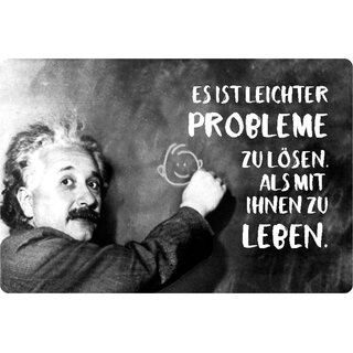 Schild Spruch "leichter Probleme lösen, als mit ihnen leben" dunkler Hintergrund Einstein 20 x 30 cm 