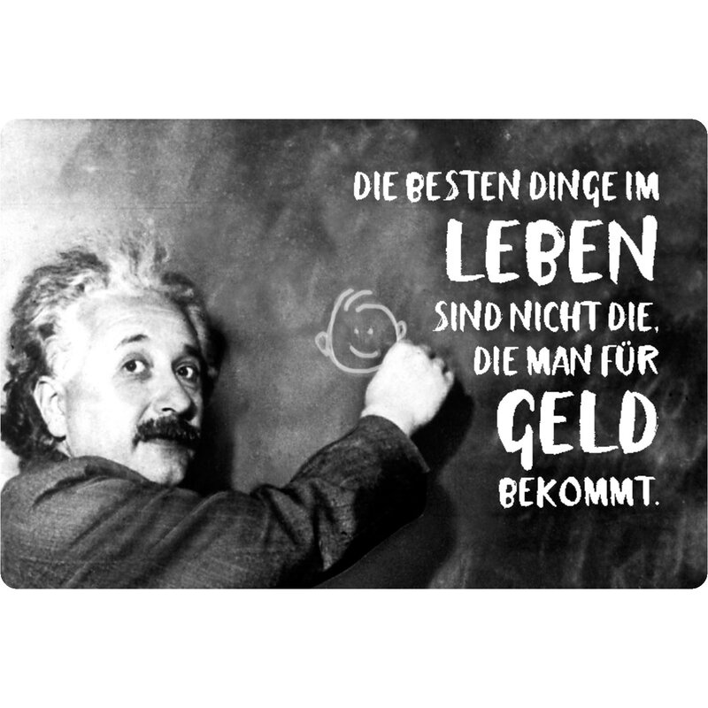 Schild Spruch "besten Dinge Leben nicht Geld bekommt" Einstein 20 x 3