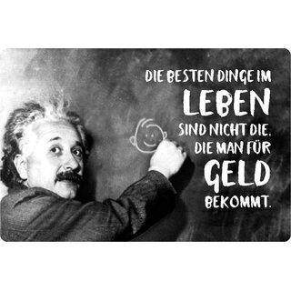 Schild Spruch "besten Dinge Leben nicht Geld bekommt" Einstein 20 x 30 cm