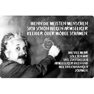 Schild Spruch "Menschen schämen, Kleider, Ideen" Einstein 20 x 30 cm 