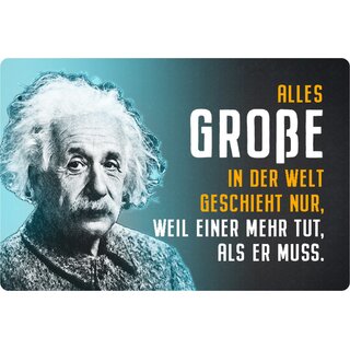 Schild Spruch "Große geschieht nur, weil einer mehr tut" Einstein 20 x 30 cm
