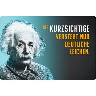 Schild Spruch "Kursichtige versteht nur deutliche Zeichen" Einstein 20 x 30 cm 