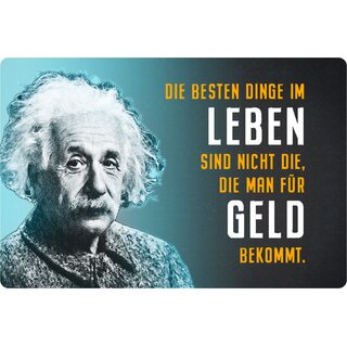 Schild Spruch "besten Dinge Leben, nicht Geld" Einstein 20 x 30 cm 