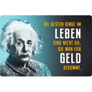 Schild Spruch "besten Dinge Leben, nicht Geld" Einstein 20 x 30 cm