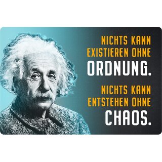 Schild Spruch "Nichts existieren Ordnung, entstehen Chaos" Einstein 20 x 30 cm