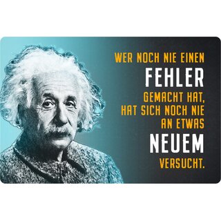 Schild Spruch "nie Fehler, nie an etwas Neuem versucht" Einstein 20 x 30 cm 