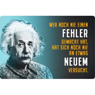 Schild Spruch "nie Fehler, nie an etwas Neuem versucht" Einstein 20 x 30 cm