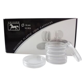 Unicorn 10er Pack Münzkapseln Ø innen 26 mm für 2 Euro Münzen